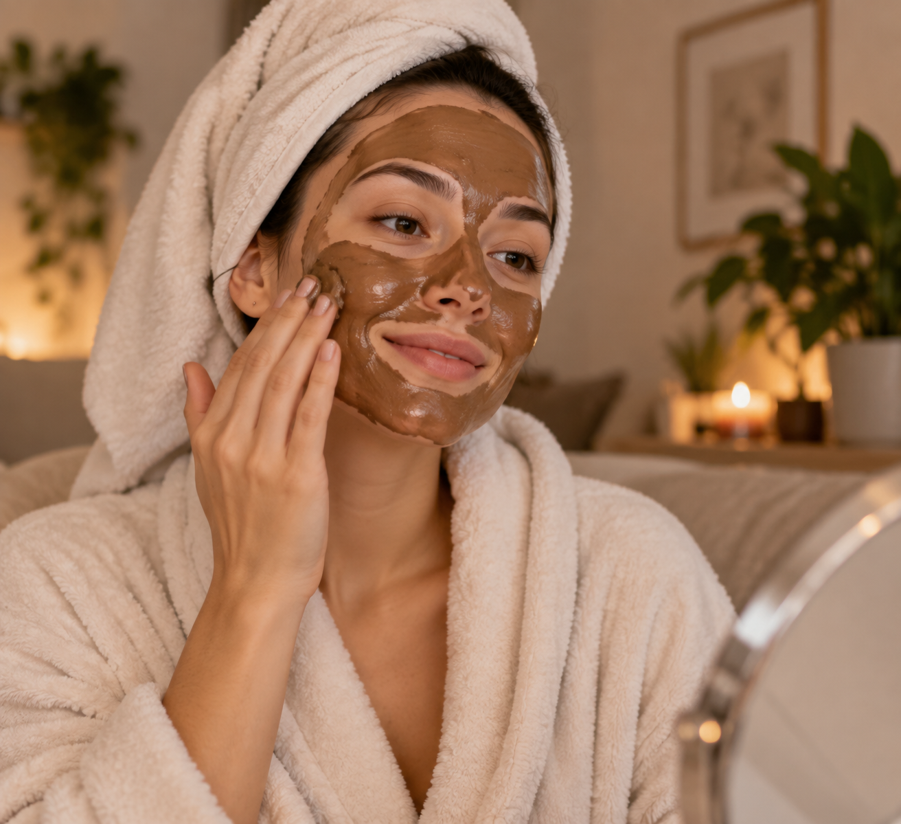 Aplicación de crema facial Maitake en el rostro